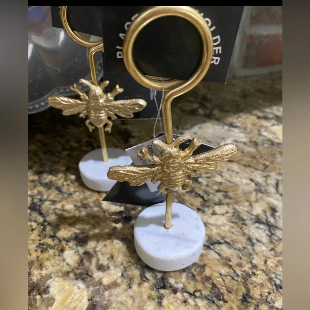 Gold Bee Marble Base Place Card Holders set of 4 - Brand new  LAST SET LEFT!